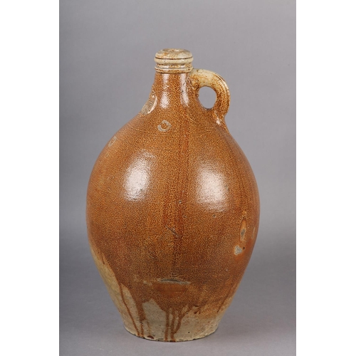 95 - A LATE 17TH/EARLY 18TH CENTURY RHENISH BELLARMINE of typical form, salt glaze stoneware, impressed t... 