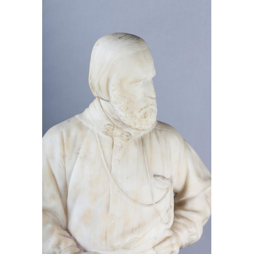 74 - A MID-19TH CENTURY ALABASTER STATUE OF GARIBALDI (1807-1882), the Italian general who played a major... 