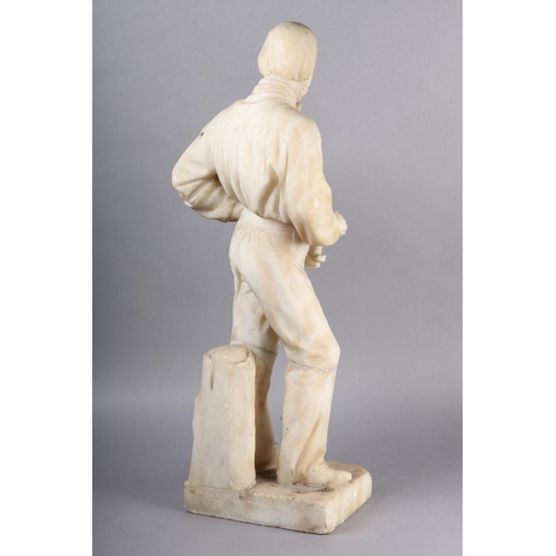 74 - A MID-19TH CENTURY ALABASTER STATUE OF GARIBALDI (1807-1882), the Italian general who played a major... 