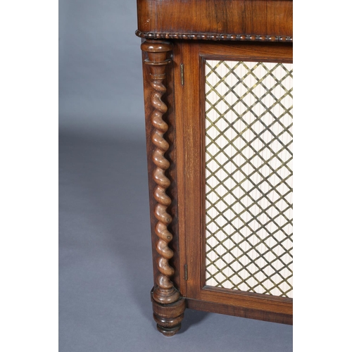 373 - A MID-19TH CENTURY ROSEWOOD CHIFFONIER, having three open shelves each with a short wavy back and on... 