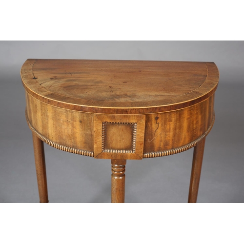 375 - AN EARLY 19tTH CENTURY CROSSBANDED MAHOGANY DEMI-LUNE WASH STAND with boxwood stringing, having a li... 