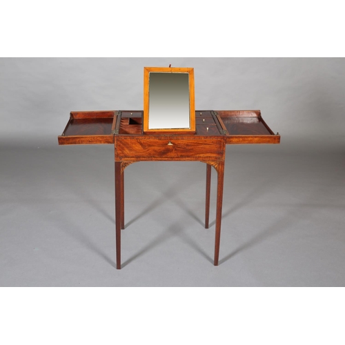 368 - A GENTLEMAN'S LATE 18TH CENTURY FIGURED MAHOGANY CROSSBANDED AND INLAID DRESSING TABLE having twin f... 