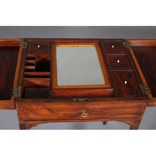 368 - A GENTLEMAN'S LATE 18TH CENTURY FIGURED MAHOGANY CROSSBANDED AND INLAID DRESSING TABLE having twin f... 