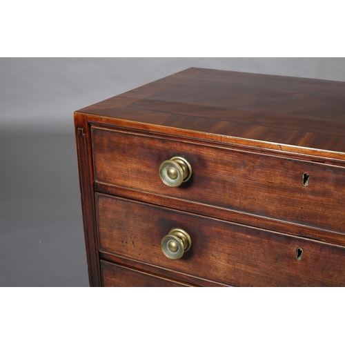 403 - AN EARLY 19TH CENTURY MAHOGANY CHEST OF DRAWERS, the top cross banded with ebony stringing over four... 