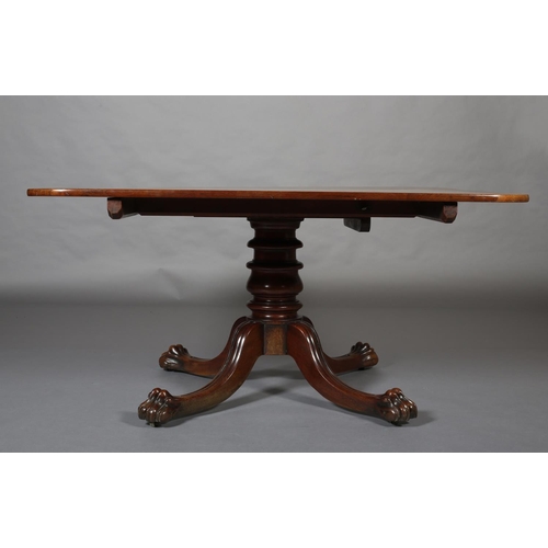 365 - AN EARLY 19th CENTURY MAHOGANY BREAKFAST TABLE, having rectangular tilt top with rounded corners, on... 