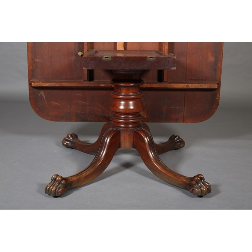 365 - AN EARLY 19th CENTURY MAHOGANY BREAKFAST TABLE, having rectangular tilt top with rounded corners, on... 