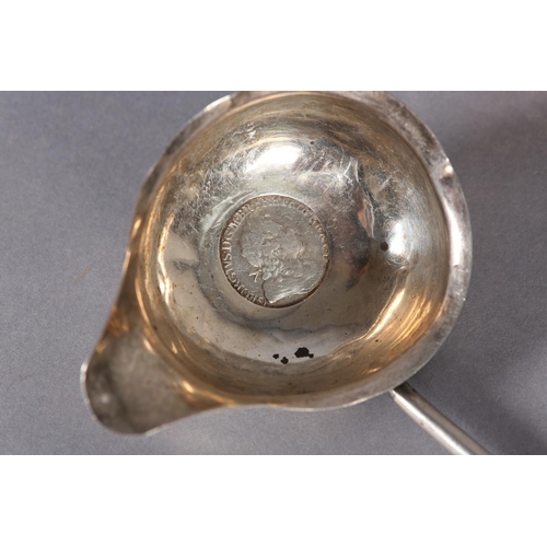 154 - A GEORGIAN SILVER TODDY LADLE INSET WITH A COIN, London 1797, another with plain bowl, London 1793, ... 