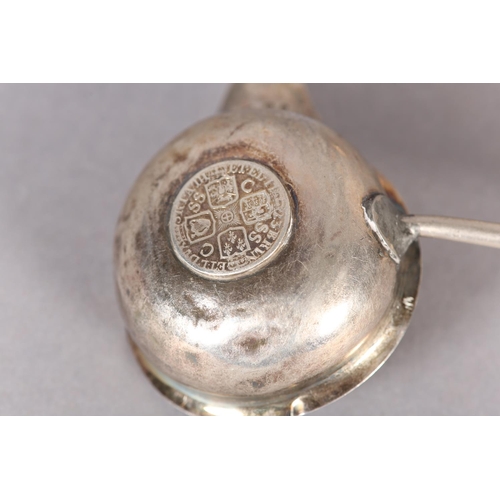 154 - A GEORGIAN SILVER TODDY LADLE INSET WITH A COIN, London 1797, another with plain bowl, London 1793, ... 