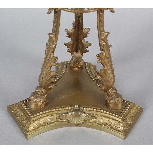 28 - AN EARLY 20TH CENTURY ORMOLU MOUNTED OIL LAMP having a Messenger Patent Duplex burner, the cut glass... 