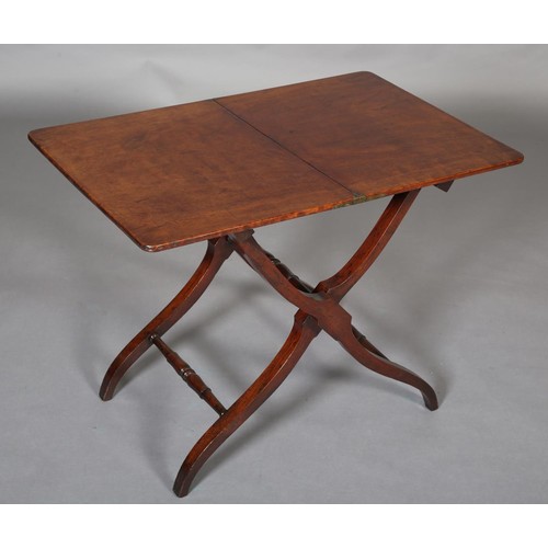 406 - A LATE VICTORIAN MAHOGANY COACHING TABLE with folding top and frame, maker Tom & Sons, London no:539... 