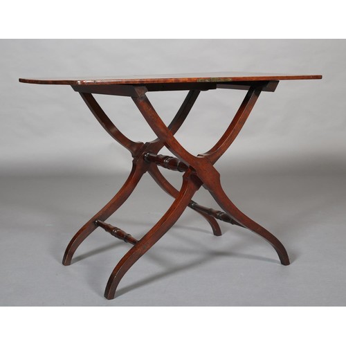 406 - A LATE VICTORIAN MAHOGANY COACHING TABLE with folding top and frame, maker Tom & Sons, London no:539... 