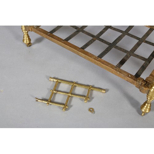 34 - A VICTORIAN DOLL'S BRASS AND IRON HALF-TESTER BED with wide brass knob finials (at fault), 73cm high... 