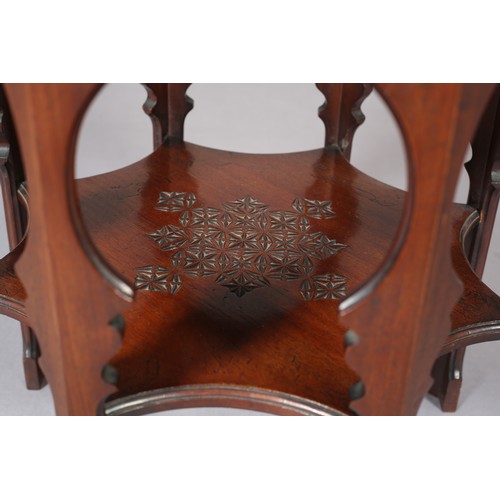 418 - A LATE 19TH CENTURY MAHOGANY MOORISH TABLE OF OCTAGONAL OUTLINE, the surface carved with a repeat ge... 