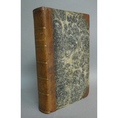 58 - CLARKE, JAMES S - The Life of Admiral Lord Nelson, half calf over patterned boards, 1810, 1 vol