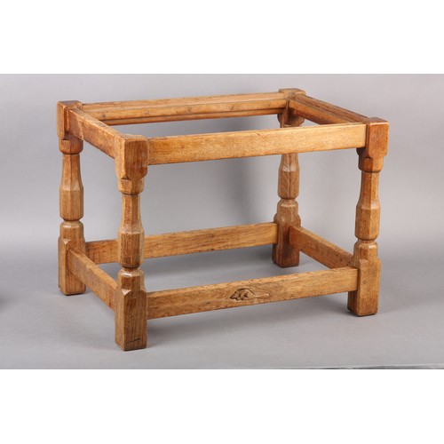 362 - A COLIN ALMACK 'BEAVER MAN' OF SUTTON-UNDER-WHITESTONECLIFFE OAK STOOL, rectangular, on turned and s... 