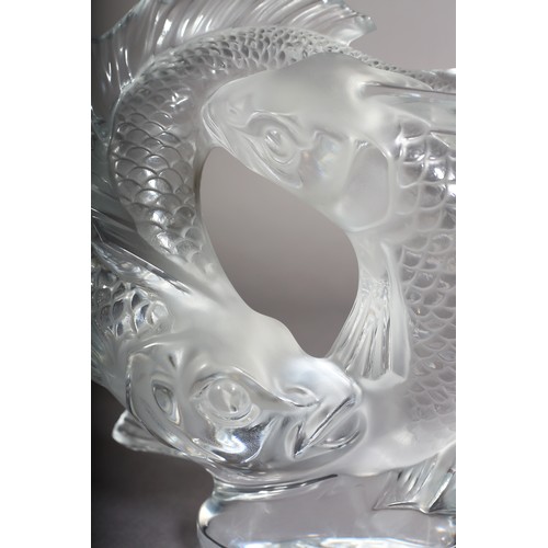 128 - MARC LALIQUE FRENCH (1900-1977) 'DEUX POISSONS', designed 1953, executed 1950s, in clear and opaque ... 