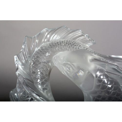 128 - MARC LALIQUE FRENCH (1900-1977) 'DEUX POISSONS', designed 1953, executed 1950s, in clear and opaque ... 