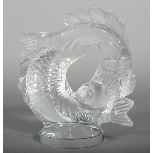 128 - MARC LALIQUE FRENCH (1900-1977) 'DEUX POISSONS', designed 1953, executed 1950s, in clear and opaque ... 