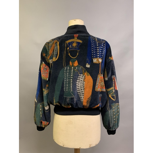 A 1980's Escada by Margaretha Ley patterned velvet bomber jacket