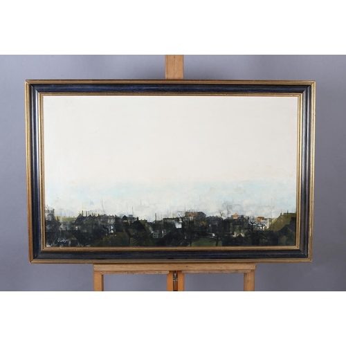 35 - ARR Janet Ledger (b.1931), City Skyline, Bradford, oil on canvas, signed to lower left, 44cm x 65cm