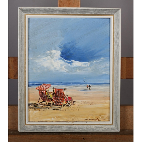 45 - ARR Dom Goldie (Contemporary), Sitting On The Beach, oil on board, signed to lower right, 25cm x 20c... 