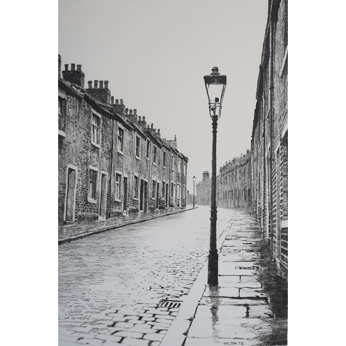 12 - ARR By and after Stuart Walton (1933-2017), Bradford street scenes with terraced houses and backyard... 