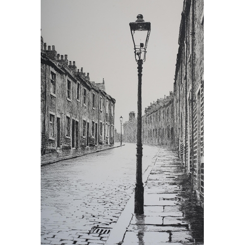 12 - ARR By and after Stuart Walton (1933-2017), Bradford street scenes with terraced houses and backyard... 