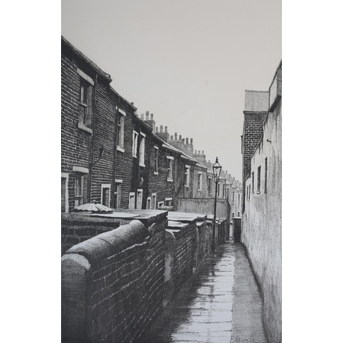 12 - ARR By and after Stuart Walton (1933-2017), Bradford street scenes with terraced houses and backyard... 