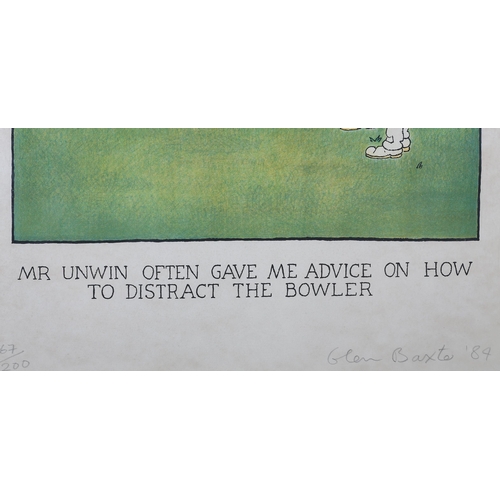 96 - ARR By and after Glen Baxter (b.1944), Mr Unwin Often Gave Me Advice on How To Distract The Bowler, ... 