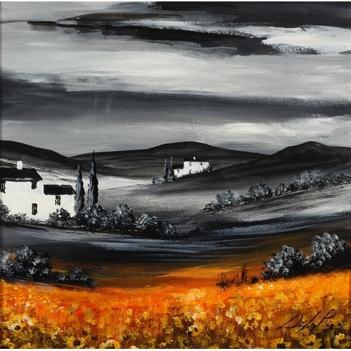 81 - ARR Digby Page (b.1945), Shadows Over Red and Fields of Gold, a pair, acrylic on board, signed, titl... 