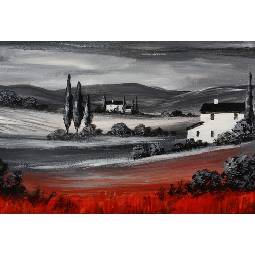 81 - ARR Digby Page (b.1945), Shadows Over Red and Fields of Gold, a pair, acrylic on board, signed, titl... 