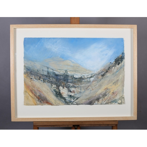 39 - ARR Katherine Holmes (b.1962), Dales Valley landscape, mixed media, signed to lower left, 37.5cm x 5... 