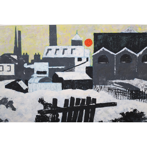 22 - ARR S* K* Ball (20th century), snow covered industrial landscape, oil on board, signed to lower righ... 