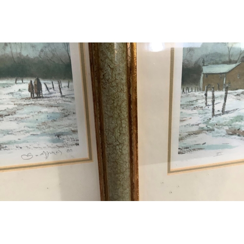 188B - Three winter scene limited edition prints by GA Mitchell, one being signed and numbered, together wi... 