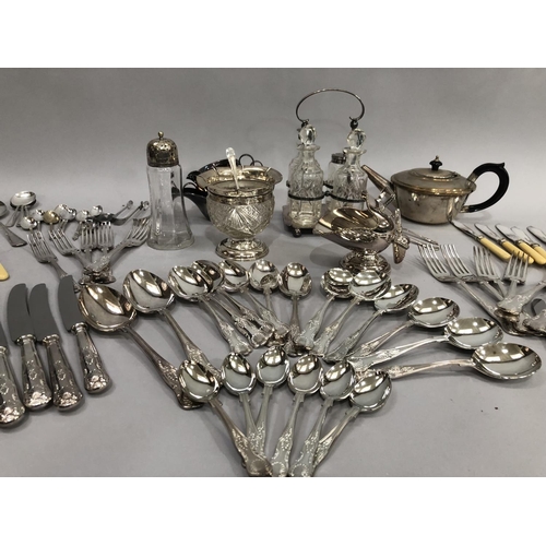 269 - A suite of silver plated Kings pattern cutlery for six including dinner knives and forks, dessert kn... 