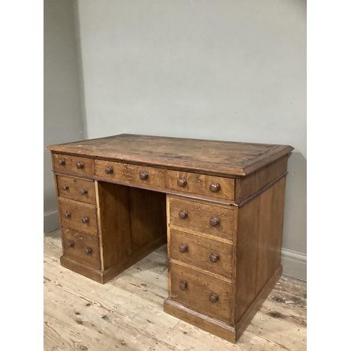 67 - Oak twin pedestal desk