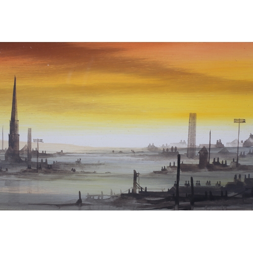 18 - ARR Brian Shields 'Braaq' (1951-1997), Tuesday Toil, industrial water way under evening skies, oil, ... 