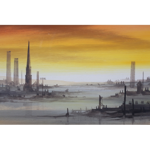 18 - ARR Brian Shields 'Braaq' (1951-1997), Tuesday Toil, industrial water way under evening skies, oil, ... 