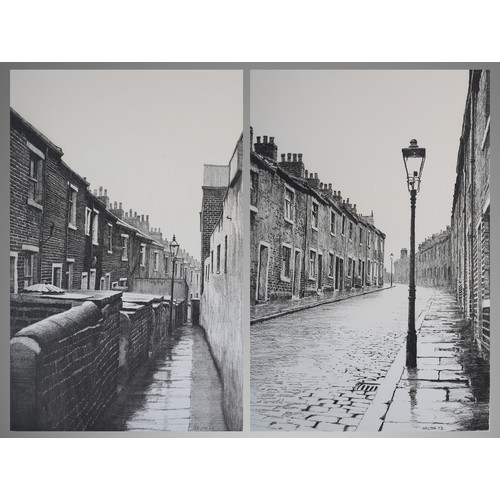 12 - ARR By and after Stuart Walton (1933-2017), Bradford street scenes with terraced houses and backyard... 