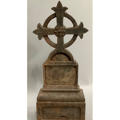 213 - Ecclesiastical architectural salvage - a pair of late 19th/early 20th century cast iron church grave... 