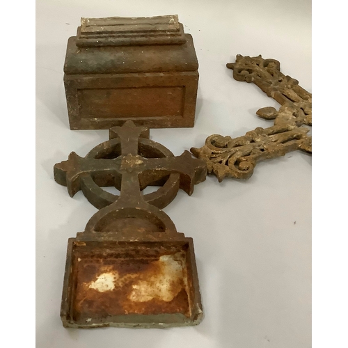 213 - Ecclesiastical architectural salvage - a pair of late 19th/early 20th century cast iron church grave... 