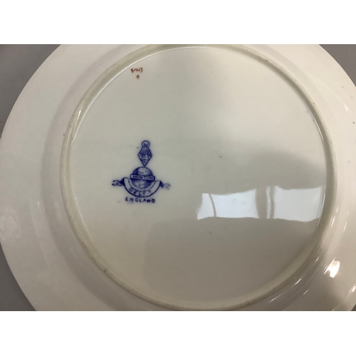 172 - A collection of 20 Minton Delft pattern blue and white dessert plates edged in gilt and a moulded di... 