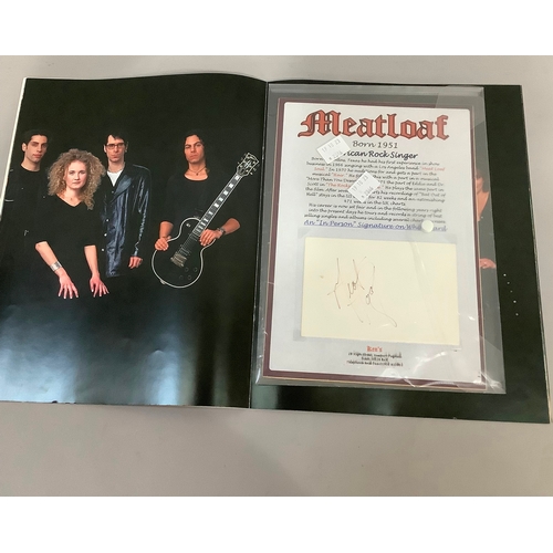 209 - A Meatloaf signature on card together with a 1999 tour brochure