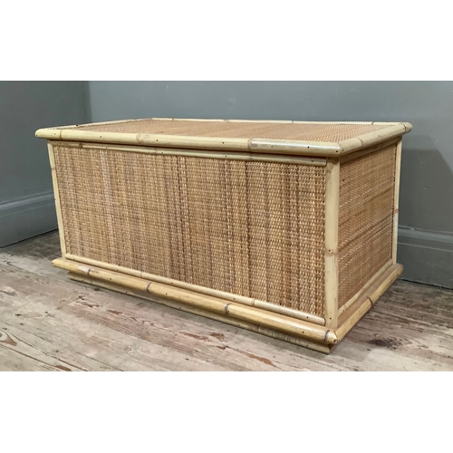 124 - A rattan and bamboo blanket box, 92cm wide