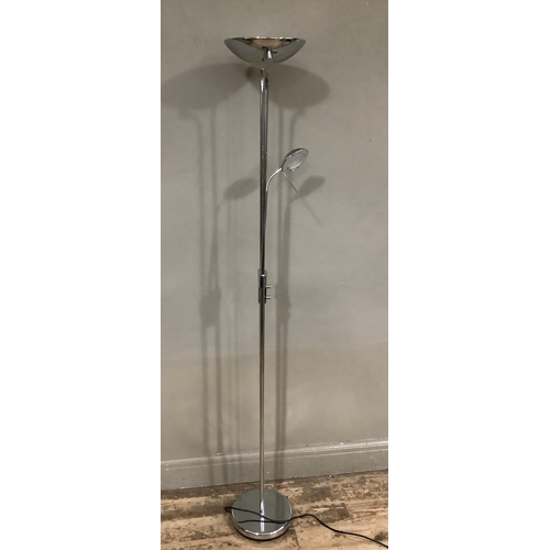 242 - A chrome up lighter with integral reading lamp on circular base