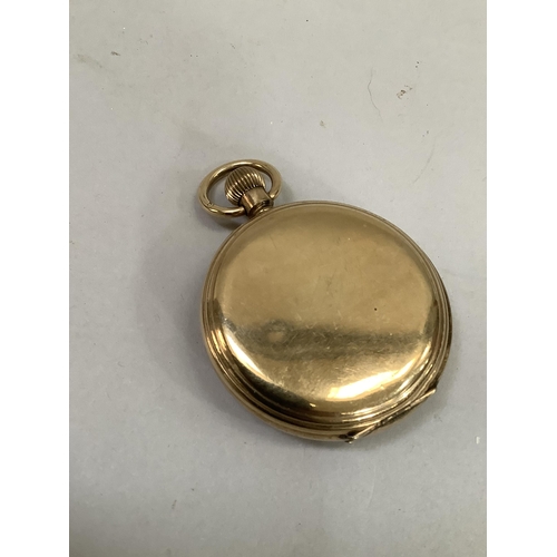 352 - An early 20th century pocket watch by Thomas Russell and Sons Liverpool in a rolled gold hunting cas... 