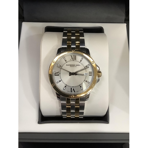 368 - A Raymond Weil date wristwatch ref 5591 c.2016, bi-metal case no. V477806 with quartz movement, two ... 