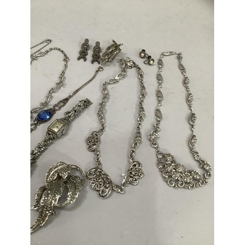 370 - A collection of mid to late 20th century marcasite set jewellery in silver and white base metal incl... 