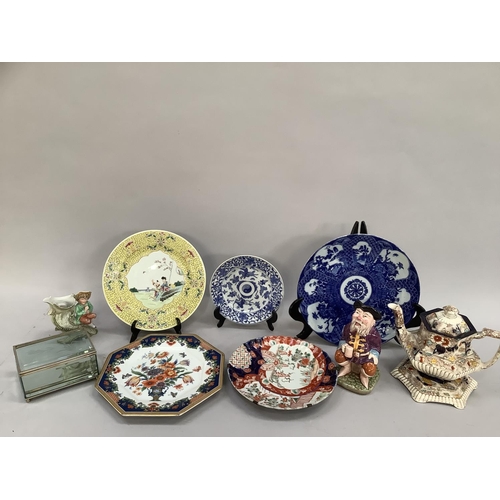 171 - Late 19th century transferware teapot and stand, Imari plate together with Chinese plates and other ... 