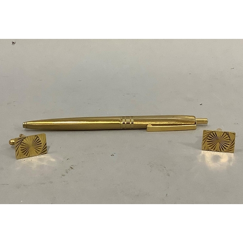 392 - A vintage twenty two carat gold plated pen and pair of cufflinks in original case.